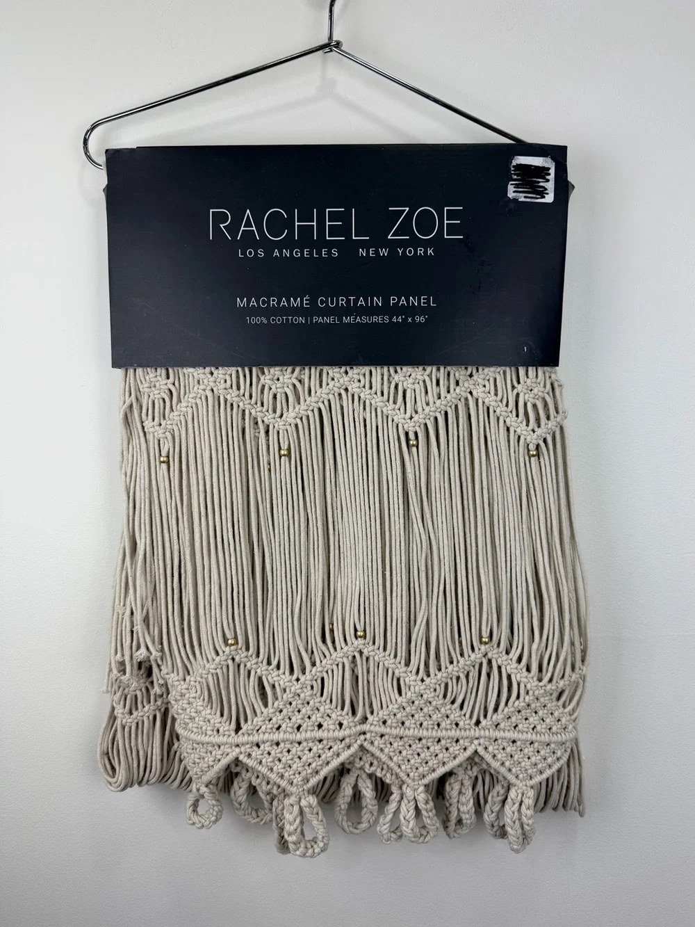 Rachel Zoe Macramé Curtain Panel 44” x 96” Cotton Boho Fringe NWT